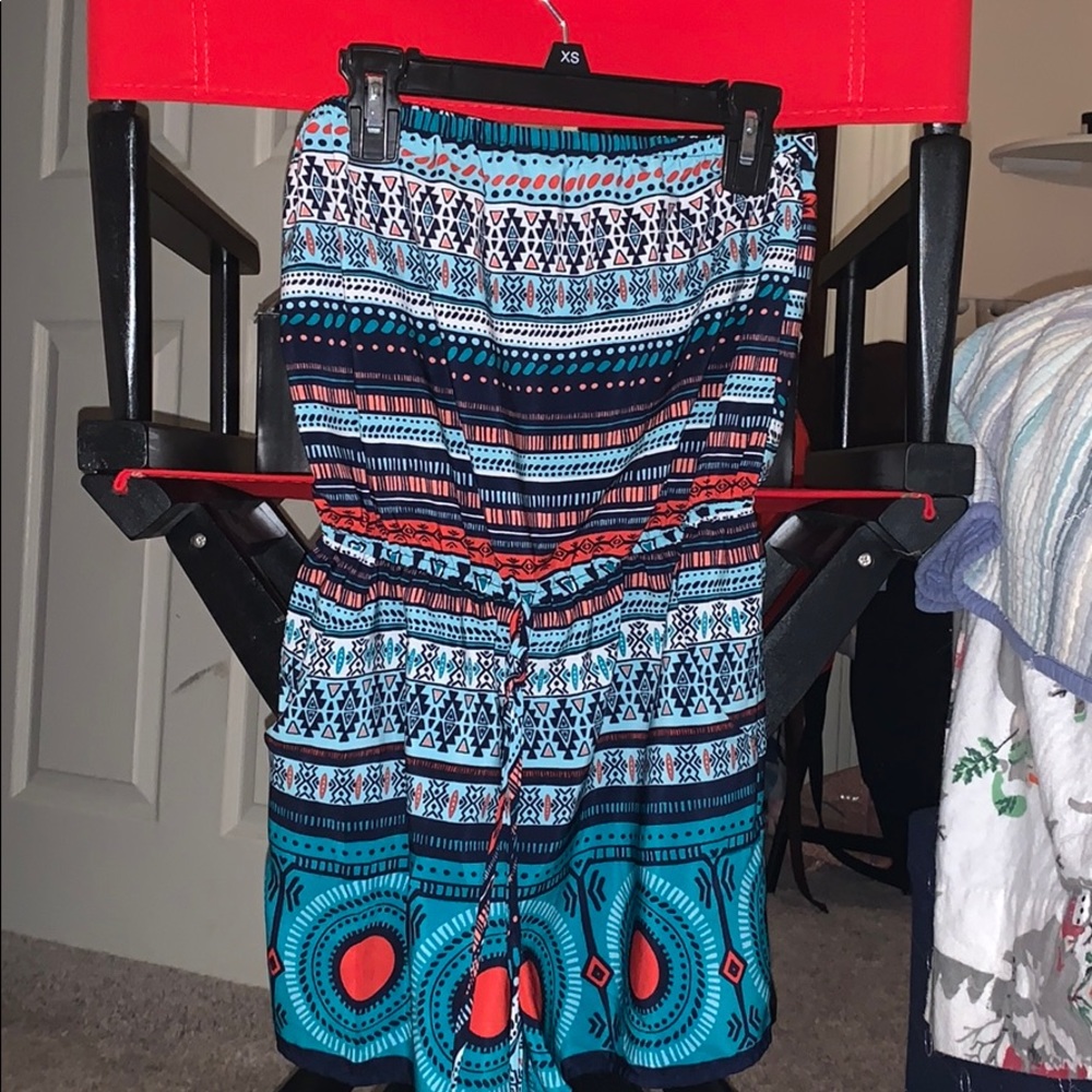 Strapless summer romper with large print